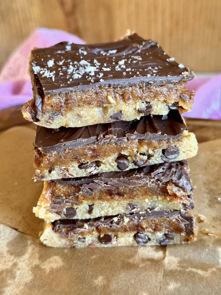 no bake healthier caramel cookie bars