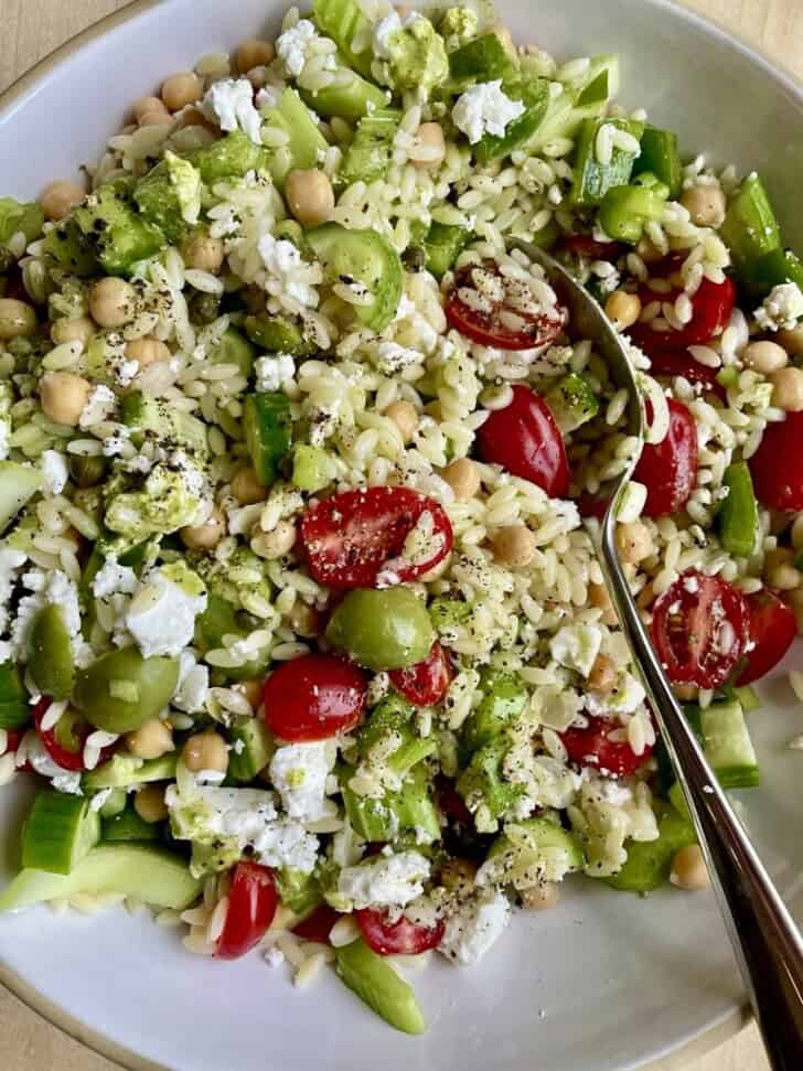 super green summer orzo salad