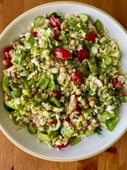 super green summer orzo salad