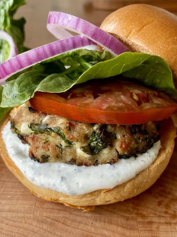high protein greek style turkey burgers