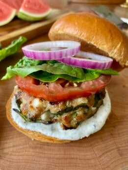high protein greek style turkey burgers