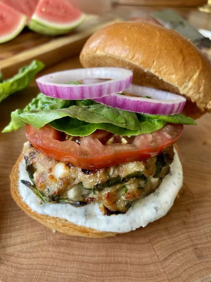 high protein greek style turkey burgers