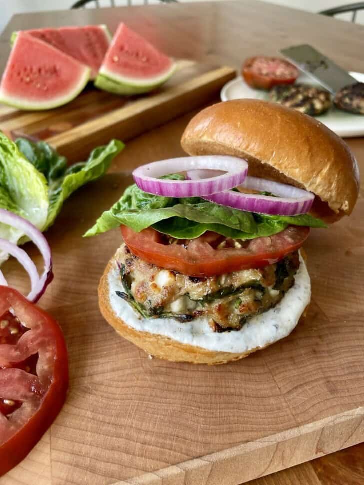 high protein greek style turkey burgers