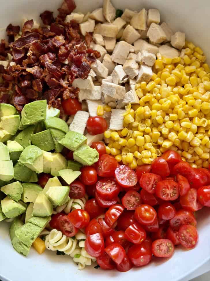 chicken corn avocado pasta salad