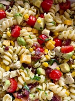 chicken corn avocado pasta salad