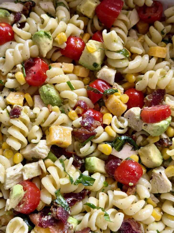 chicken corn avocado pasta salad