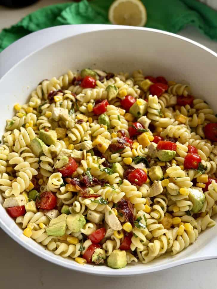 chicken corn avocado pasta salad