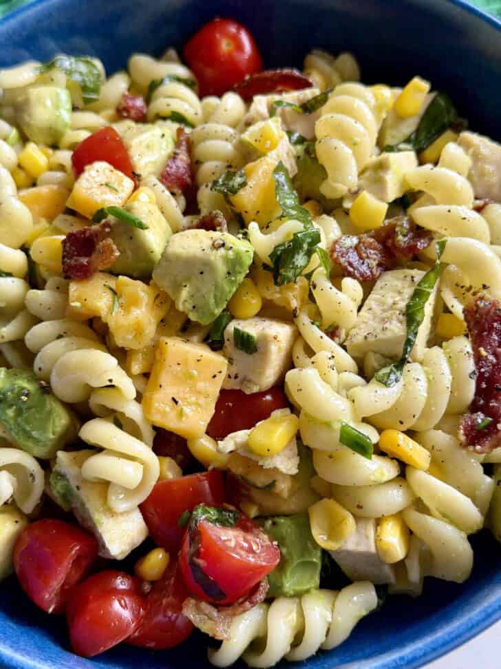 chicken corn avocado pasta salad