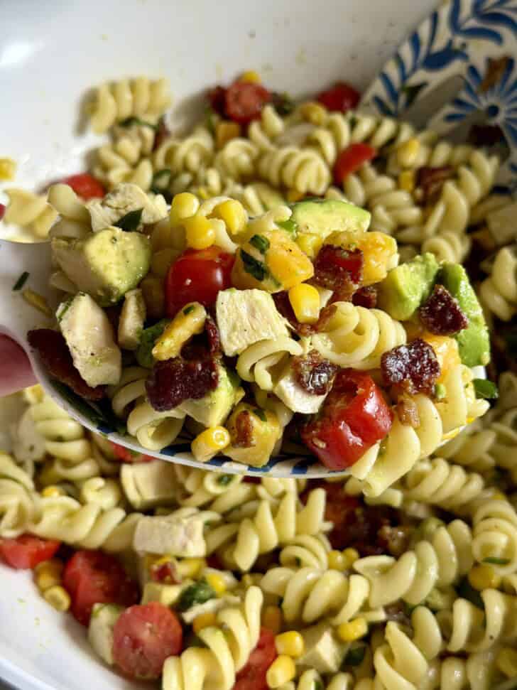chicken corn avocado pasta salad