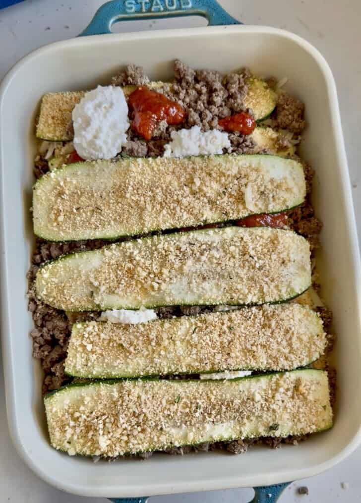 low carb ground beef zucchini lasagna