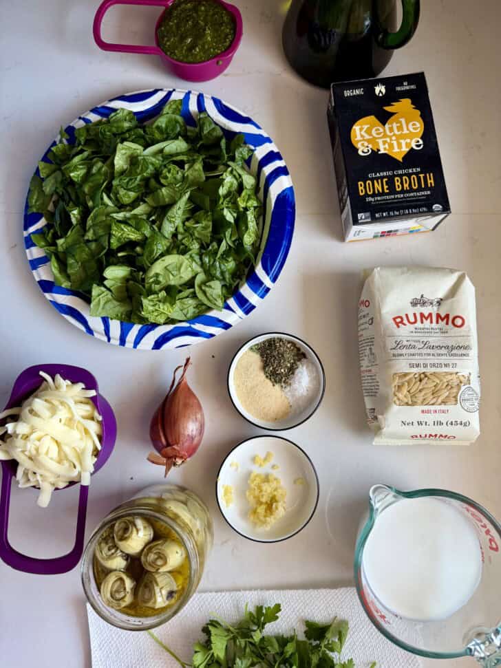 creamy spinach artichoke orzo