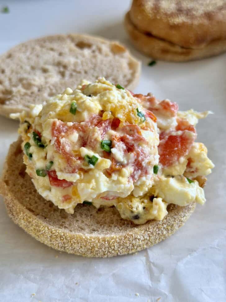 baked eggs with feta and tomato breakfast sandwiches