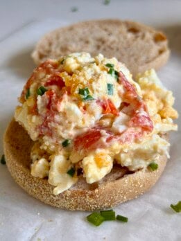 baked eggs with feta and tomato breakfast sandwiches