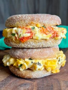 baked eggs with feta and tomato breakfast sandwiches
